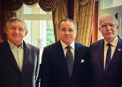Chairman Kamel Ghribi; Carlo Magrassi, Italian Airforce General and Military advisor; Riyad al-Maliki, Foreign Affairs Minister of the Palestinian National Authority.
