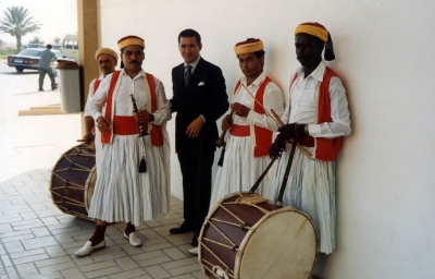 Kamel Ghribi being welcomed at Djerba Airport en route to Tripoli - 1994