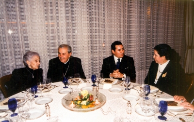 Chairman Kamel Ghribi; Rita Levi Montalcini, Nobel Laureate; Cardinal Achille Silvestrini, Prefect of the Congregation for the Oriental Churches.