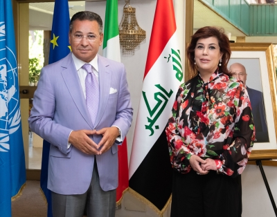 Chairman Kamel Ghribi; Safia Al-Souhail, Ambassador of Iraq, Italy.