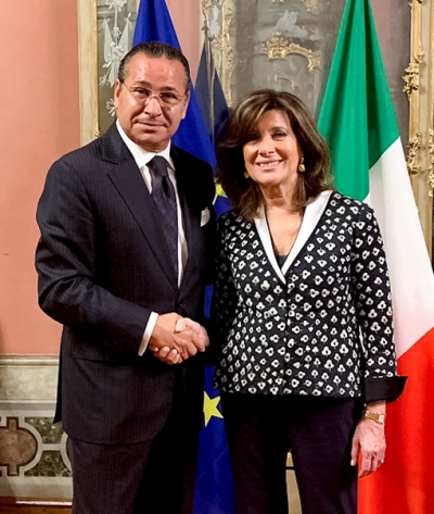 Chairman Kamel Ghribi; Maria Elisabetta Alberti Casellati, President of the Senate, Italy.