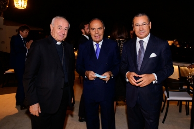 Chairman Kamel Ghribi; Monsignor Vincenzo Paglia, President of the International Catholic Biblical Federation, Italy; Bruno Vespa, Journalist and Essayist, Italy.