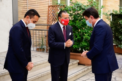 Chairman Kamel Ghribi; Giuseppe Conte Prime Minister, Italy; Luigi Di Maio, Minister of Foreign Affairs and International Co-Operation, Italy.