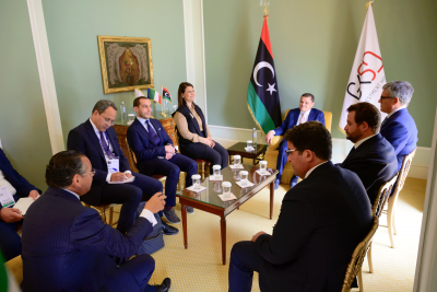 Chairman Kamel Ghribi; H.E. Abdul Hamid Dbeibah, Prime Minister, Libya; H.E. Najla Al Mangoush, Minister of Foreign Affairs, Libya