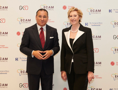 Chairman Kamel Ghribi with Letizia Moratti President, E4Impact; Vice President and Regional Minister of Welfare, Lombardy