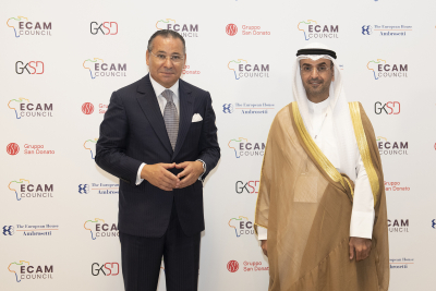 Chairman Kamel Ghribi with Nayef Falah M. Al-Hajraf, Secretary General, Cooperation Council for the Arab States of the Gulf
