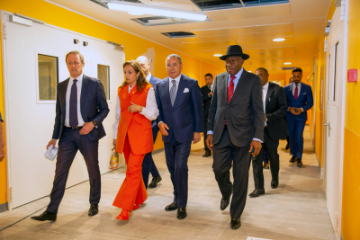 Chairman Kamel Ghribi with Angelino Alfano President of Policlinico San Donato, Italy, Amani Abou-Zeid African Union Commissioner for Infrastructure and Energy, Goodluck Ebele Jonathan Former President of the Federal Republic of Nigeria