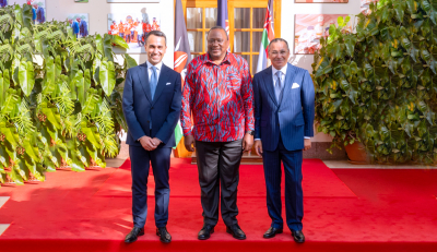 Chairman Kamel Ghribi with H.E. Uhuru Kenyatta, President of Kenya and Luigi Di Maio, Minister of Foreign Affairs and international cooperation of Italy