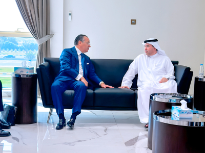 Chairman Kamel Ghribi with H.E. Dr. Abdelaziz Saeed Bin Butti Al Mheiri, Member of Executive Council, Chairman of Sharjah Health Authority