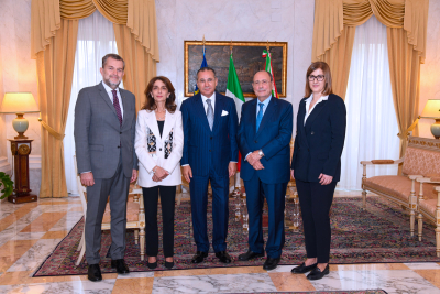 Chairman Kamel Ghribi with Honourables Renato Schifani President of Regione Sicilia, Maria Mattarella, Secretary General of Regione Sicilia