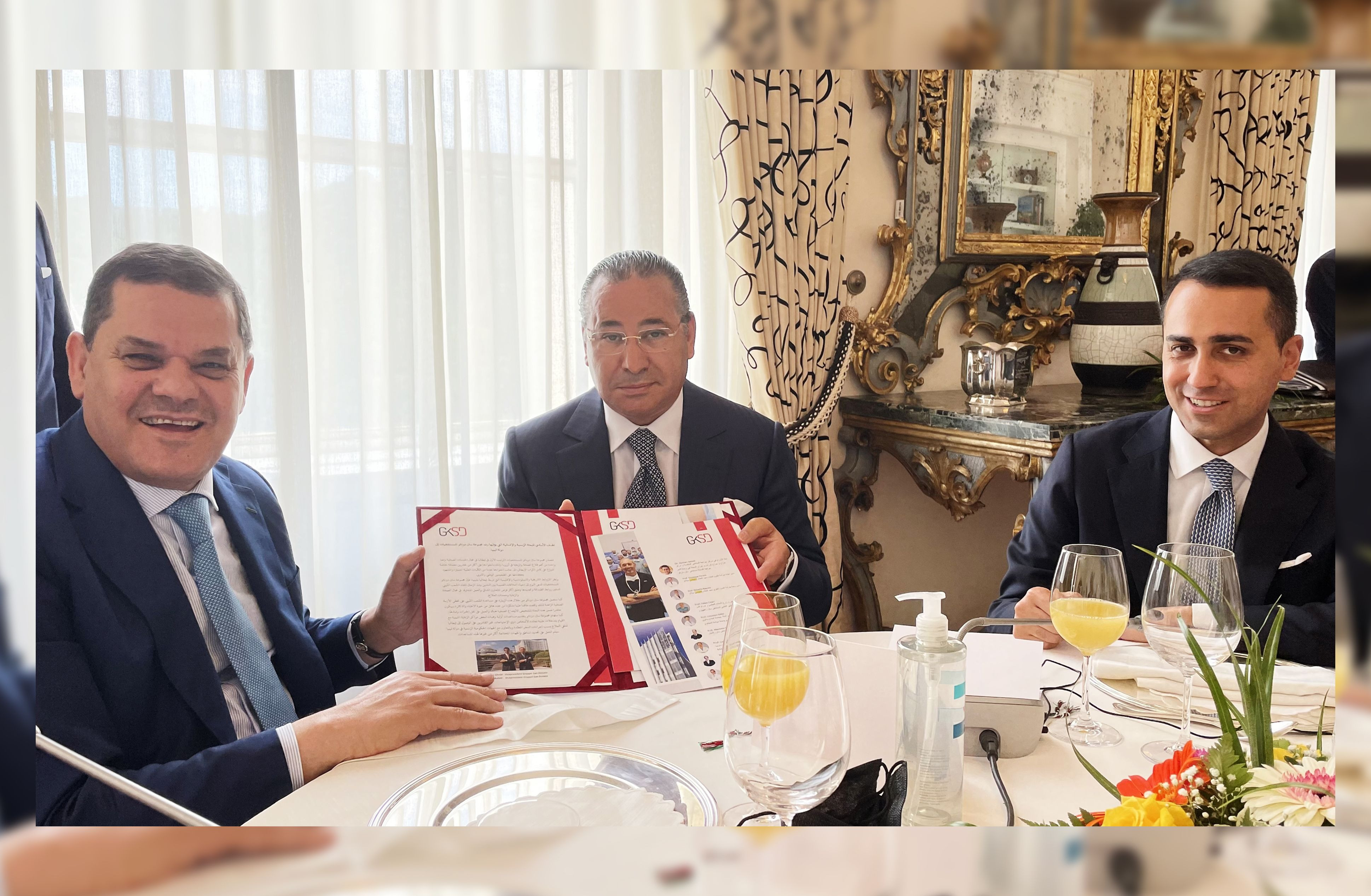 Chairman Kamel Ghribi; H.E. Abdul Hamid Mohammed Dbeibeh, Prime Minister of Libya; Honourable Luigi Di Maio, Minister of Foreign Affairs and International Co-operation, Italy.