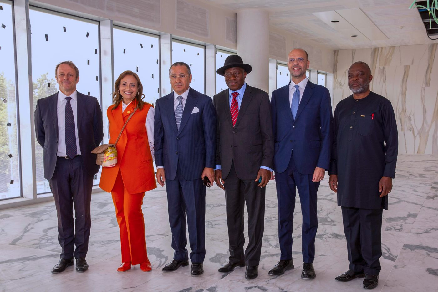 Chairman Kamel Ghribi with Angelino Alfano President of Policlinico San Donato, Italy, Amani Abou-Zeid African Union Commissioner for Infrastructure and Energy, Goodluck Ebele Jonathan Former President of the Federal Republic of Nigeria.