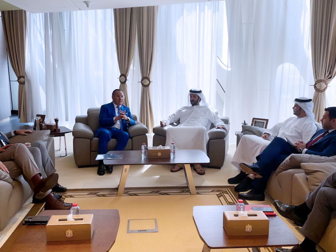 Chairman Kamel Ghribi with H.E. Abdulla Bin Touq Al Marri, Minister of Economy, UAE.