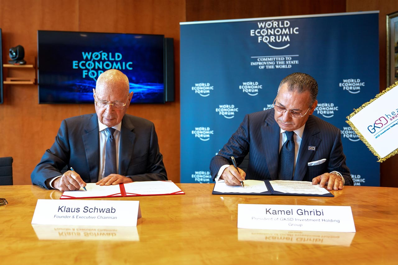 Kamel Ghribi with Klaus Schwab, Founder of the World Economic Forum.