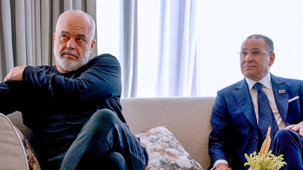 Kamel Ghribi with Edi Rama, Prime Minister of Albania.