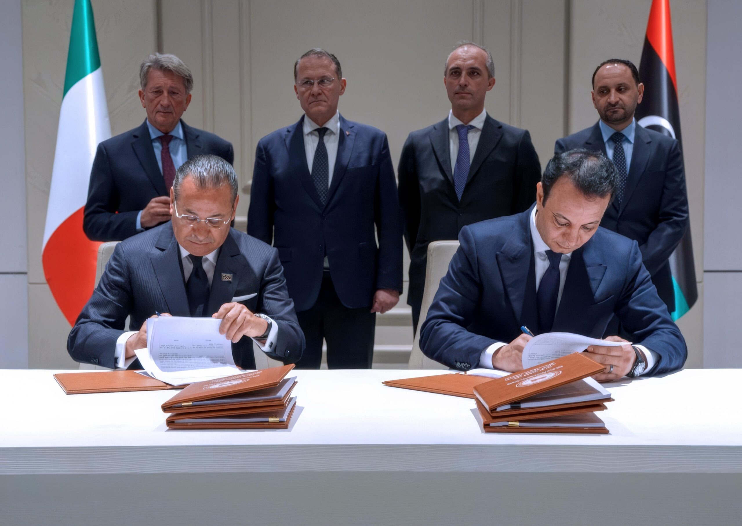 <p>Kamel Ghribi with Eng. Belkasem Khalifa Haftar, General Director, The Fund for Development and Reconstruction of Libya</p>